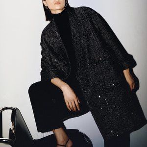 CHICJOC Women Shimmering Tweed Dream Coat Italian Fabric size 38